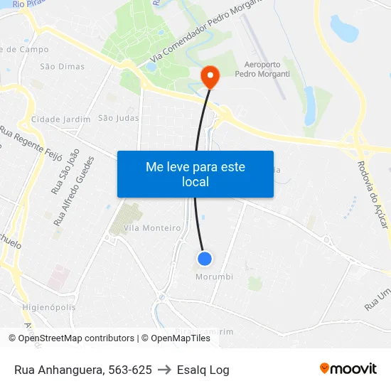 Rua Anhanguera, 563-625 to Esalq Log map