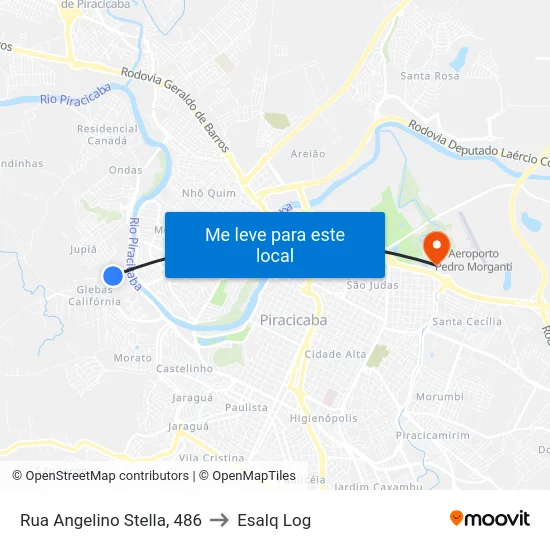Rua Angelino Stella, 486 to Esalq Log map