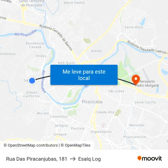 Rua Das Piracanjubas, 181 to Esalq Log map