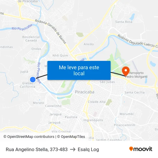 Rua Angelino Stella, 373-483 to Esalq Log map