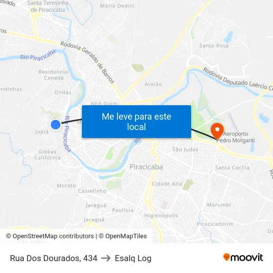 Rua Dos Dourados, 434 to Esalq Log map