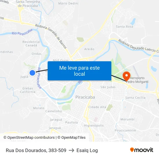 Rua Dos Dourados, 383-509 to Esalq Log map