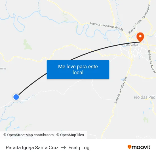 Parada Igreja Santa Cruz to Esalq Log map