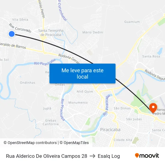 Rua Alderico De Oliveira Campos 28 to Esalq Log map