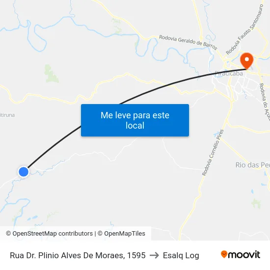 Rua Dr. Plinio Alves De Moraes, 1595 to Esalq Log map