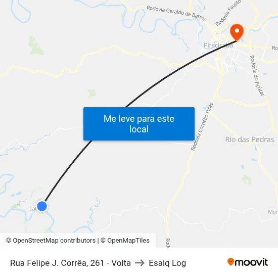 Rua Felipe J. Corrêa, 261 - Volta to Esalq Log map
