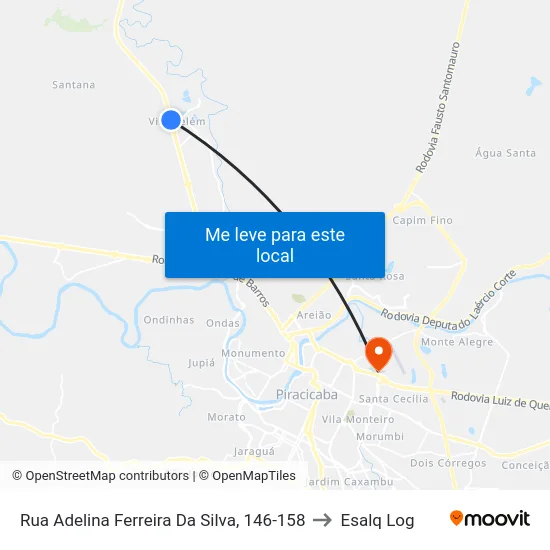 Rua Adelina Ferreira Da Silva, 146-158 to Esalq Log map