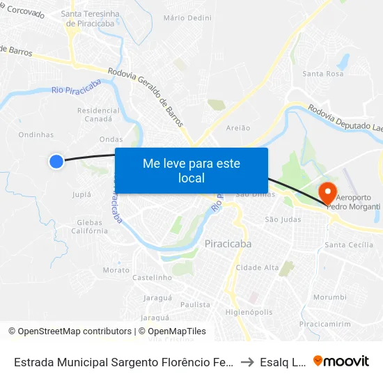 Estrada Municipal Sargento Florêncio Ferreira to Esalq Log map