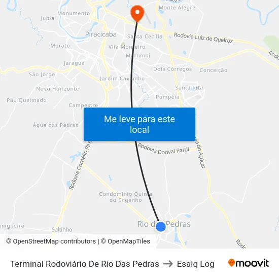 Terminal Rodoviário De Rio Das Pedras to Esalq Log map