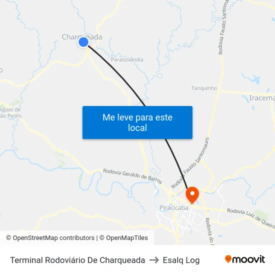 Terminal Rodoviário De Charqueada to Esalq Log map
