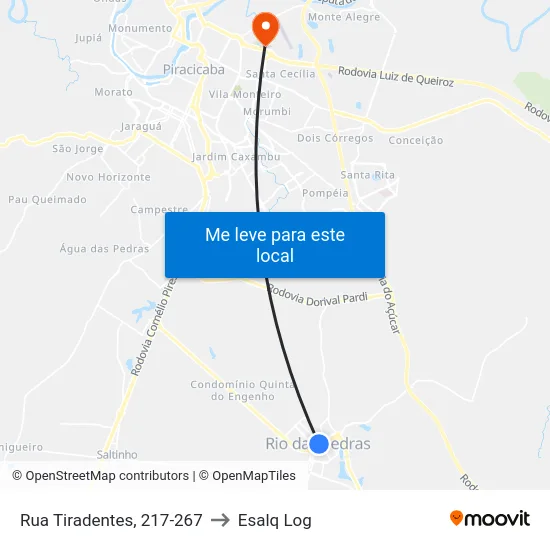 Rua Tiradentes, 217-267 to Esalq Log map