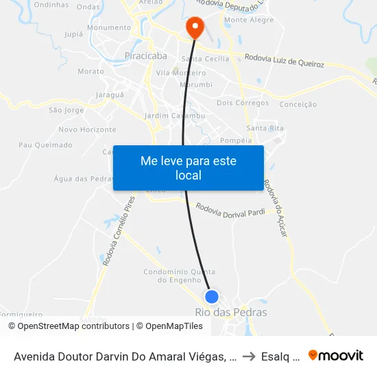 Avenida Doutor Darvin Do Amaral Viégas, 1061-1087 to Esalq Log map