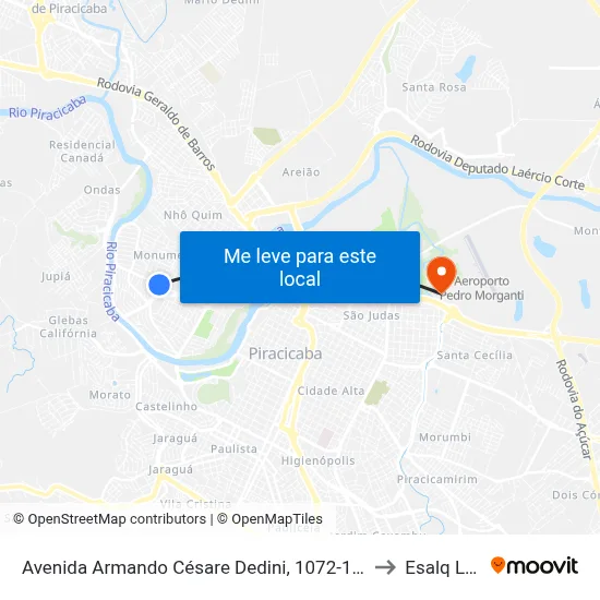 Avenida Armando Césare Dedini, 1072-1102 to Esalq Log map