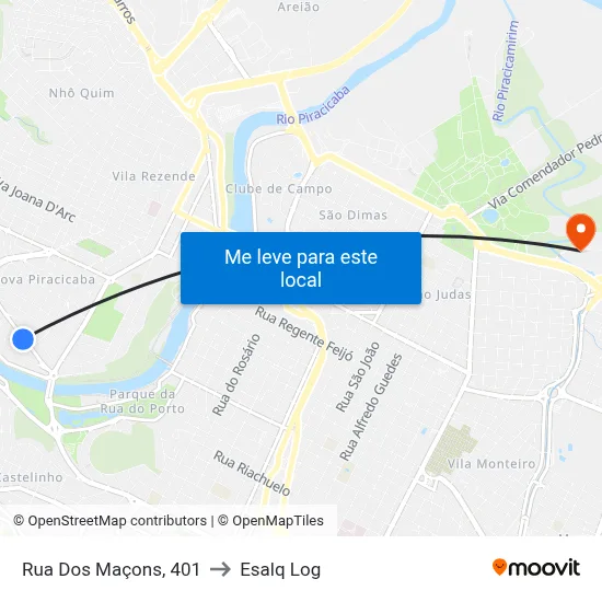 Rua Dos Maçons, 401 to Esalq Log map