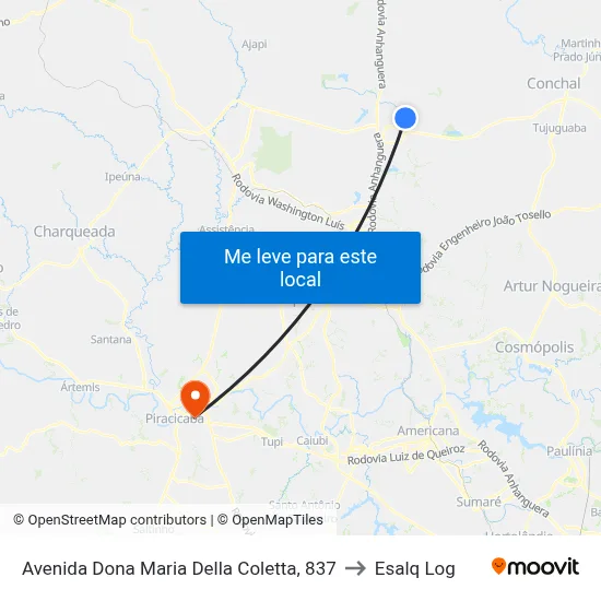 Avenida Dona Maria Della Coletta, 837 to Esalq Log map