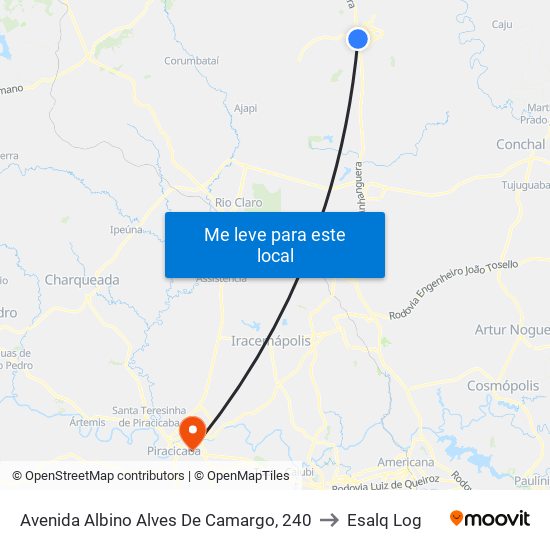 Avenida Albino Alves De Camargo, 240 to Esalq Log map