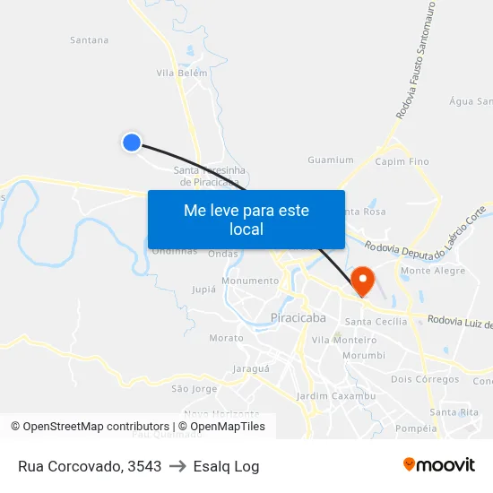Rua Corcovado, 3543 to Esalq Log map