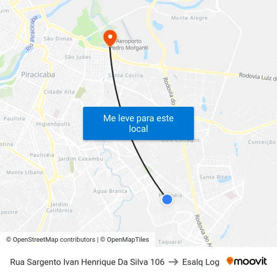 Rua Sargento Ivan Henrique Da Silva 106 to Esalq Log map