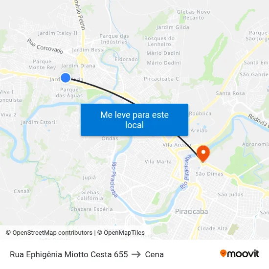 Rua Ephigênia Miotto Cesta 655 to Cena map