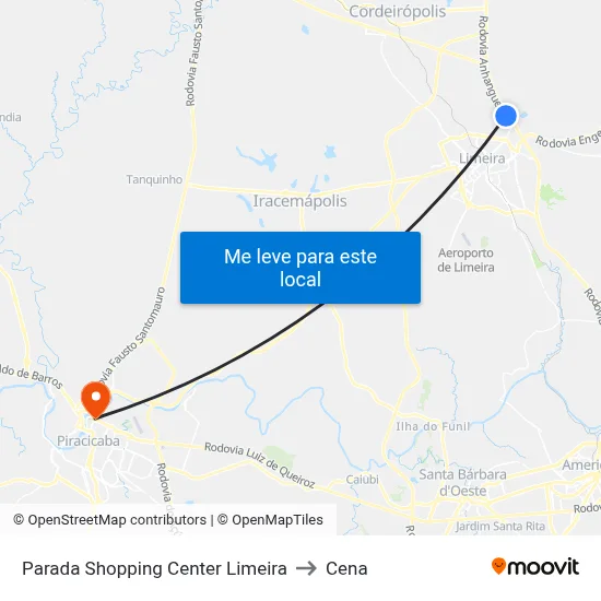 Parada Shopping Center Limeira to Cena map