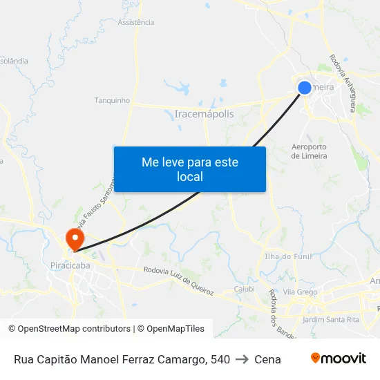 Rua Capitão Manoel Ferraz Camargo, 540 to Cena map