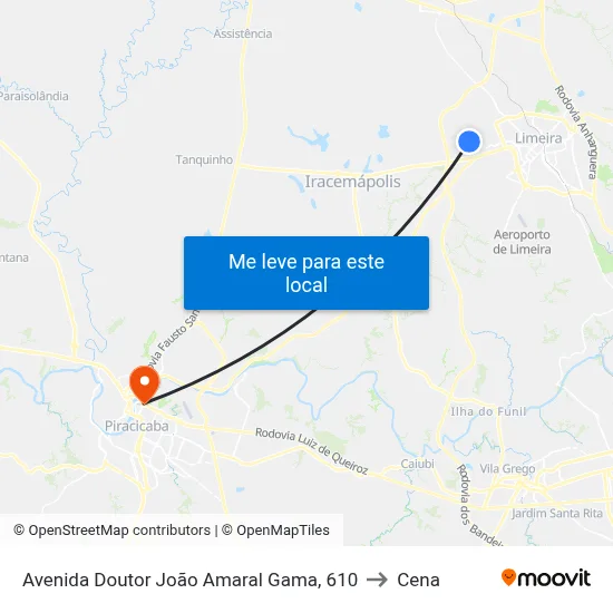 Avenida Doutor João Amaral Gama, 610 to Cena map