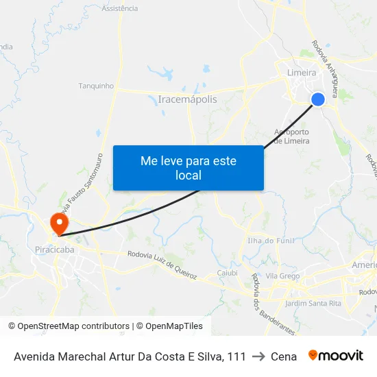 Avenida Marechal Artur Da Costa E Silva, 111 to Cena map
