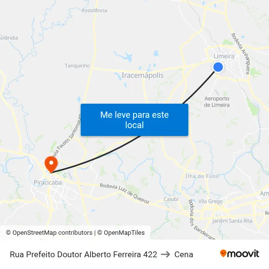 Rua Prefeito Doutor Alberto Ferreira 422 to Cena map