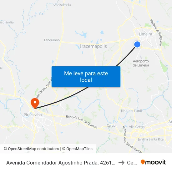 Avenida Comendador Agostinho Prada, 4261-4381 to Cena map