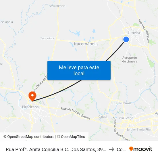 Rua Profª. Anita Concília B.C. Dos Santos, 399-479 to Cena map