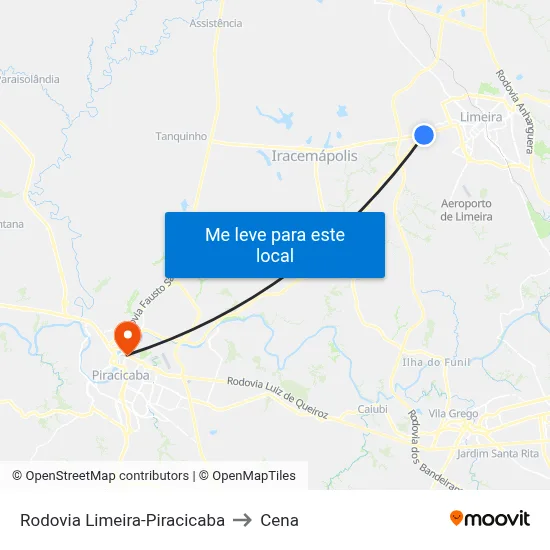 Rodovia Limeira-Piracicaba to Cena map