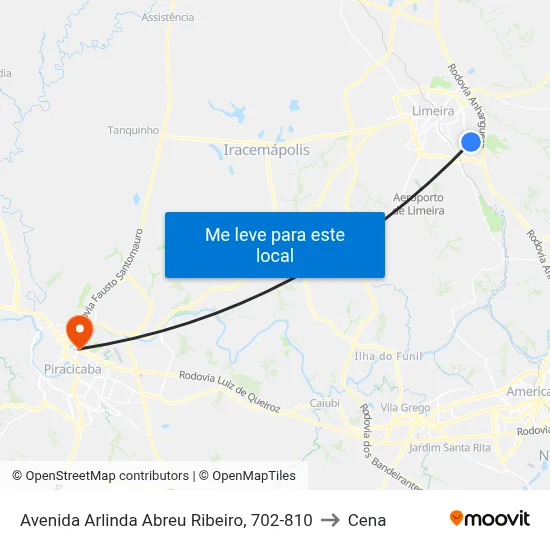 Avenida Arlinda Abreu Ribeiro, 702-810 to Cena map