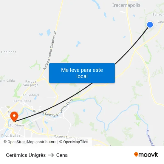 Cerâmica Unigrês to Cena map