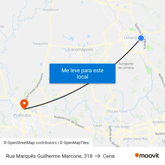 Rua Marquês Guilherme Marcone, 318 to Cena map