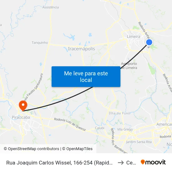 Rua Joaquim Carlos Wissel, 166-254  (Rapidão) to Cena map