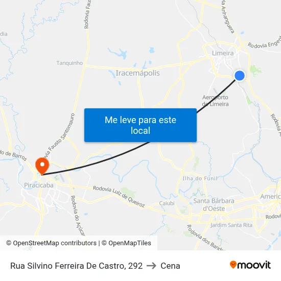 Rua Silvino Ferreira De Castro, 292 to Cena map