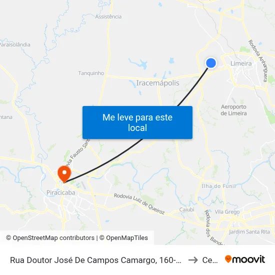 Rua Doutor José De Campos Camargo, 160-490 to Cena map