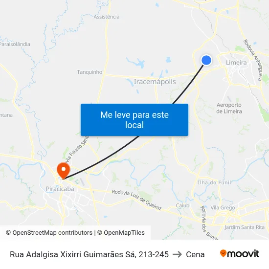 Rua Adalgisa Xixirri Guimarães Sá, 213-245 to Cena map