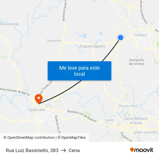 Rua Luiz Bassinello, 383 to Cena map