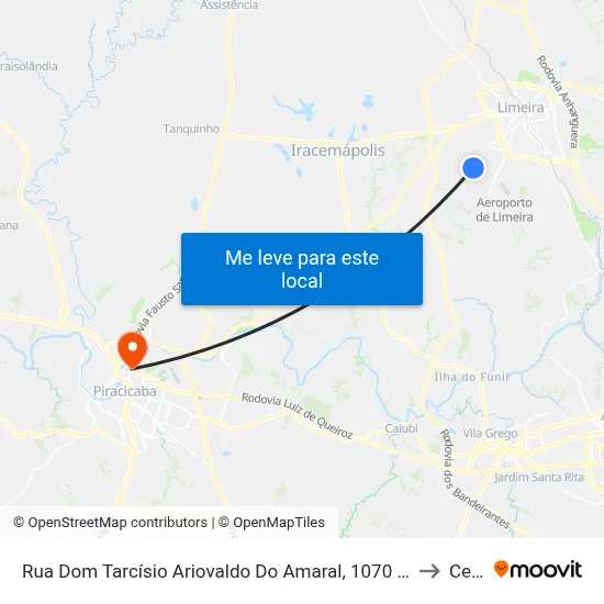 Rua Dom Tarcísio Ariovaldo Do Amaral, 1070 (Rapidão) to Cena map