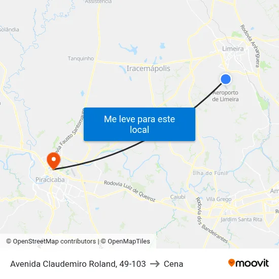 Avenida Claudemiro Roland, 49-103 to Cena map