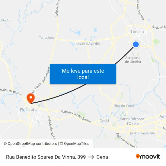 Rua Benedito Soares Da Vinha, 399 to Cena map