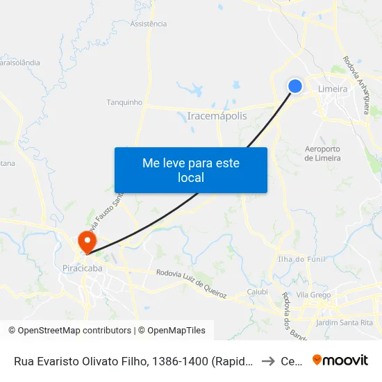 Rua Evaristo Olivato Filho, 1386-1400 (Rapidão) to Cena map
