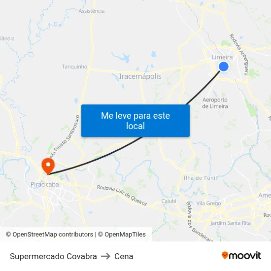 Supermercado Covabra to Cena map