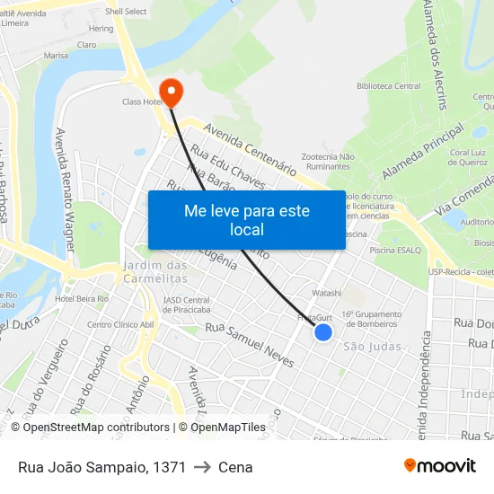 Rua João Sampaio, 1371 to Cena map