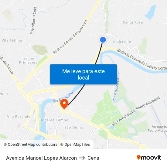 Avenida Manoel Lopes Alarcon to Cena map