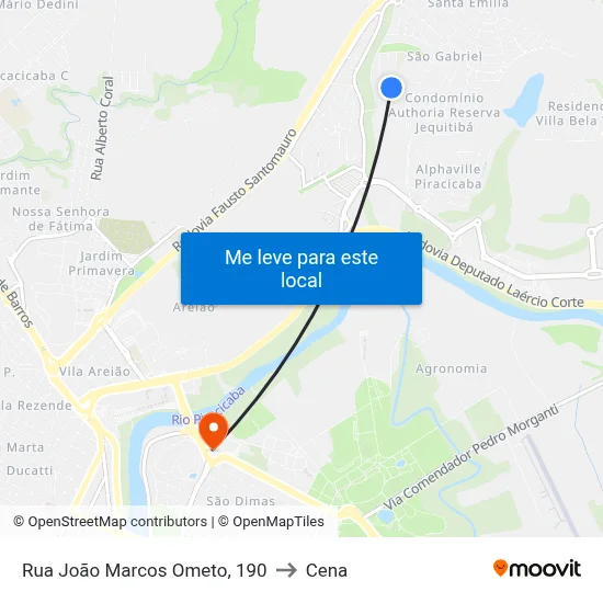 Rua João Marcos Ometo, 190 to Cena map