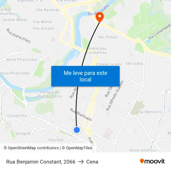 Rua Benjamin Constant, 2066 to Cena map