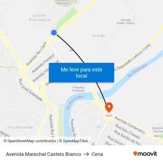 Avenida Marechal Castelo Branco to Cena map