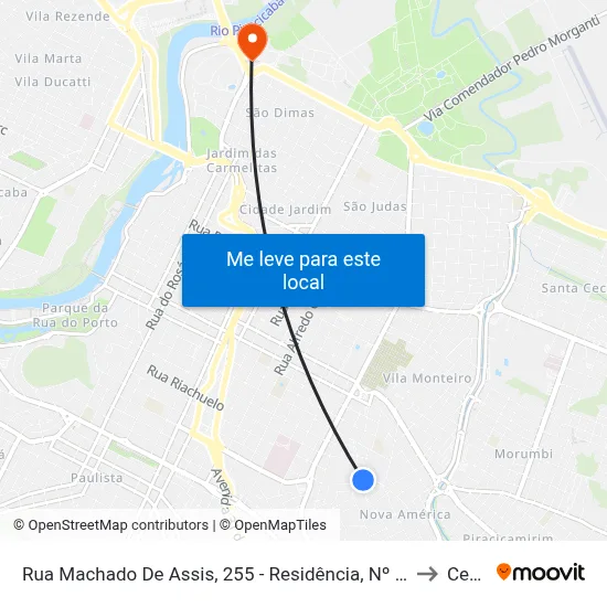 Rua Machado De Assis, 255 - Residência, Nº 255 to Cena map